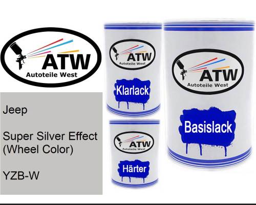 Jeep, Super Silver Effect (Wheel Color), YZB-W: 500ml Lackdose + 500ml Klarlack + 250ml Härter - Set, von ATW Autoteile West.